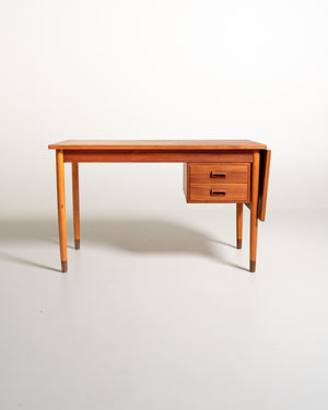 Scrivania scandinava in teak con allunga a ribalta, anni ’50/’60
