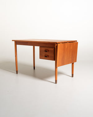 Scrivania scandinava in teak con allunga a ribalta, anni ’50/’60