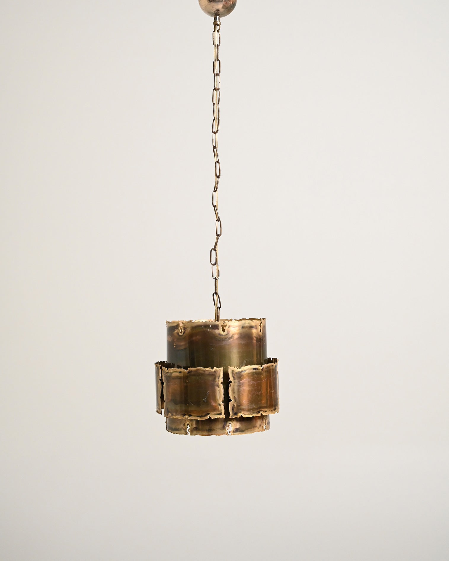 Brutalist brass ceiling lamp, Denmark, 1960s