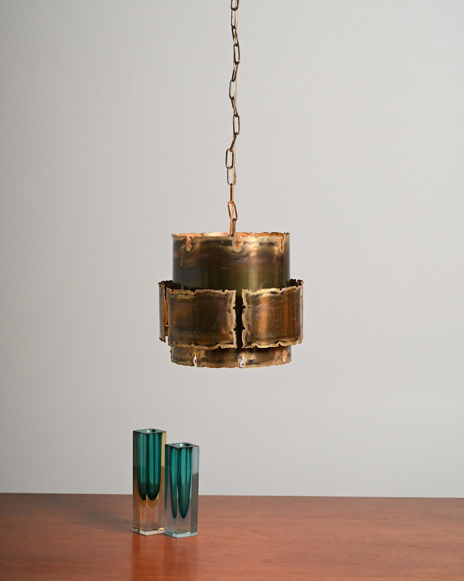 Brutalist brass ceiling lamp, Denmark, 1960s
