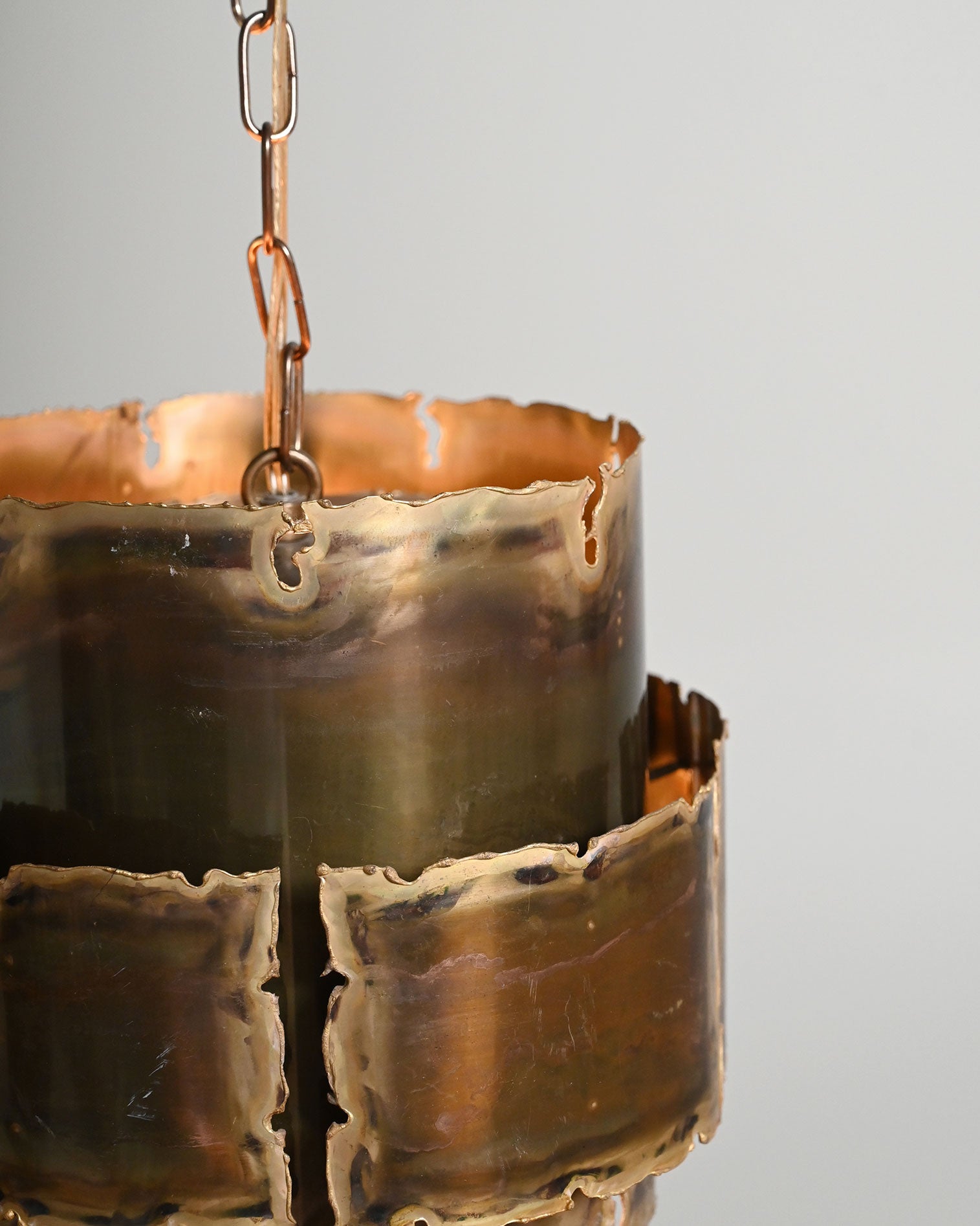 Brutalist brass ceiling lamp, Denmark, 1960s