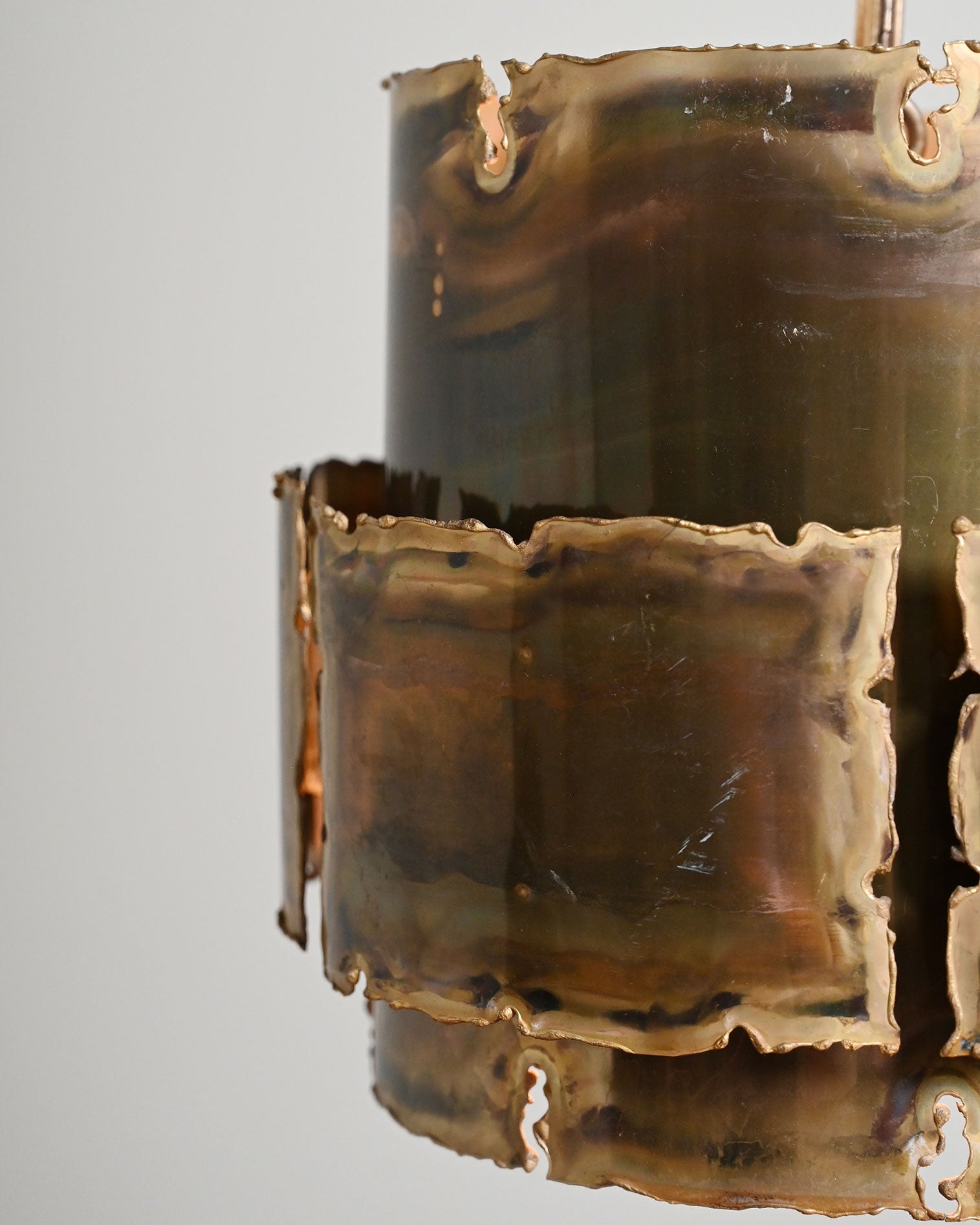 Brutalist brass ceiling lamp, Denmark, 1960s