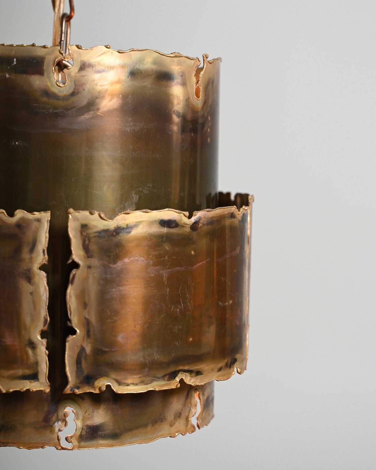 Brutalist brass ceiling lamp, Denmark, 1960s