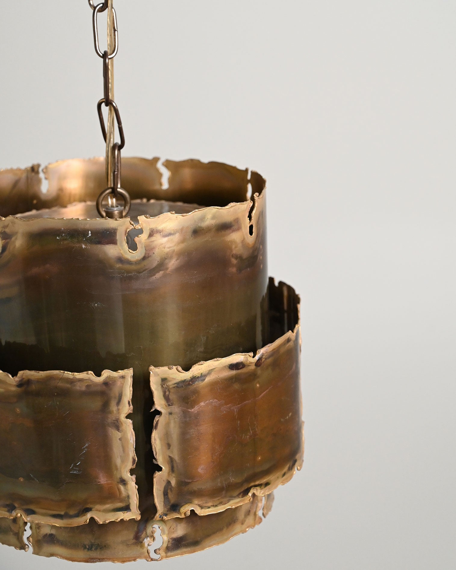 Brutalist brass ceiling lamp, Denmark, 1960s