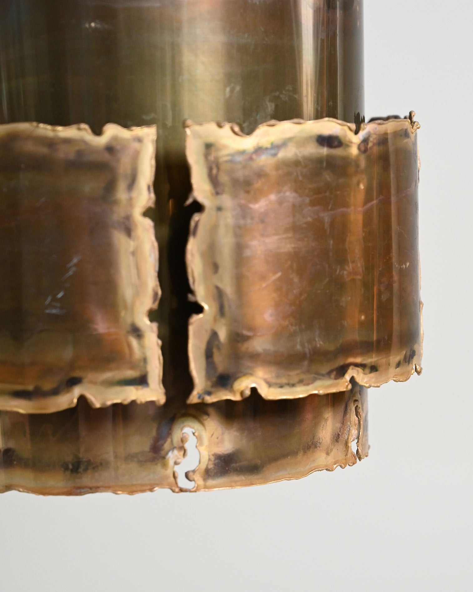 Brutalist brass ceiling lamp, Denmark, 1960s