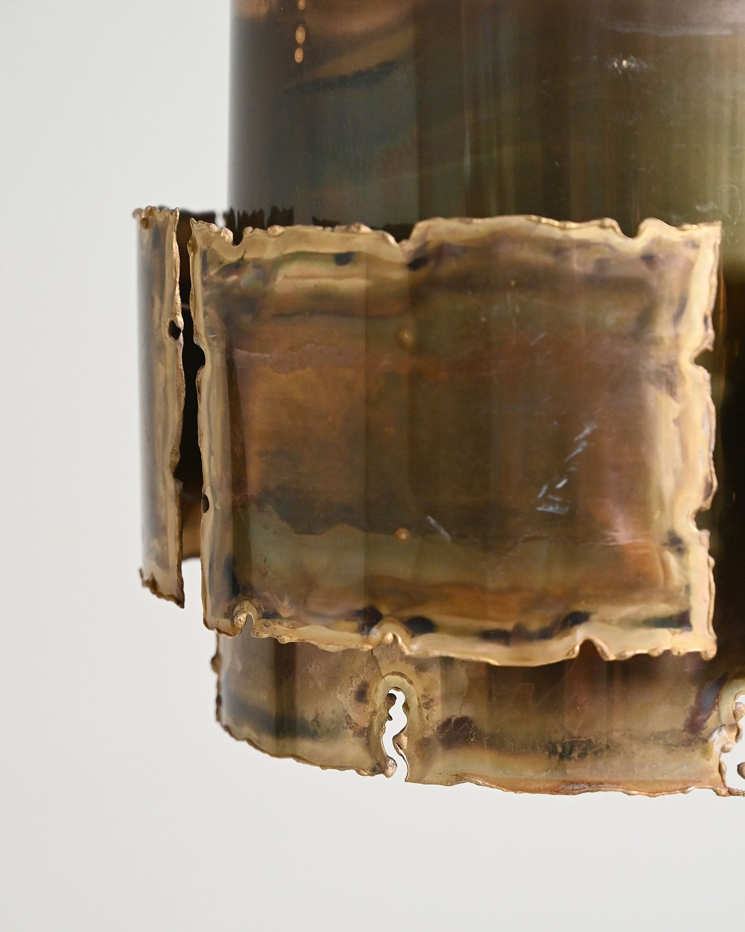 Brutalist brass ceiling lamp, Denmark, 1960s