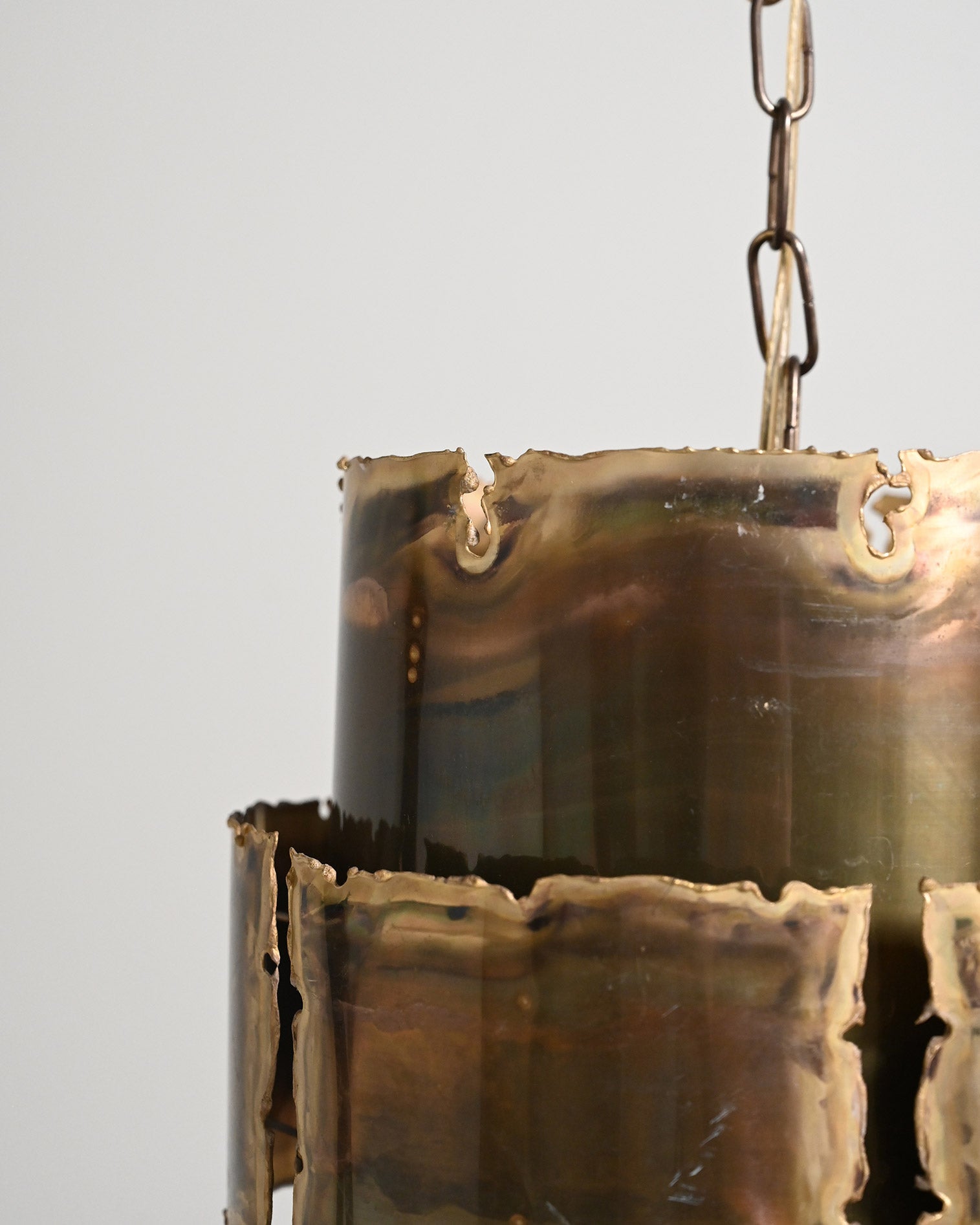 Brutalist brass ceiling lamp, Denmark, 1960s