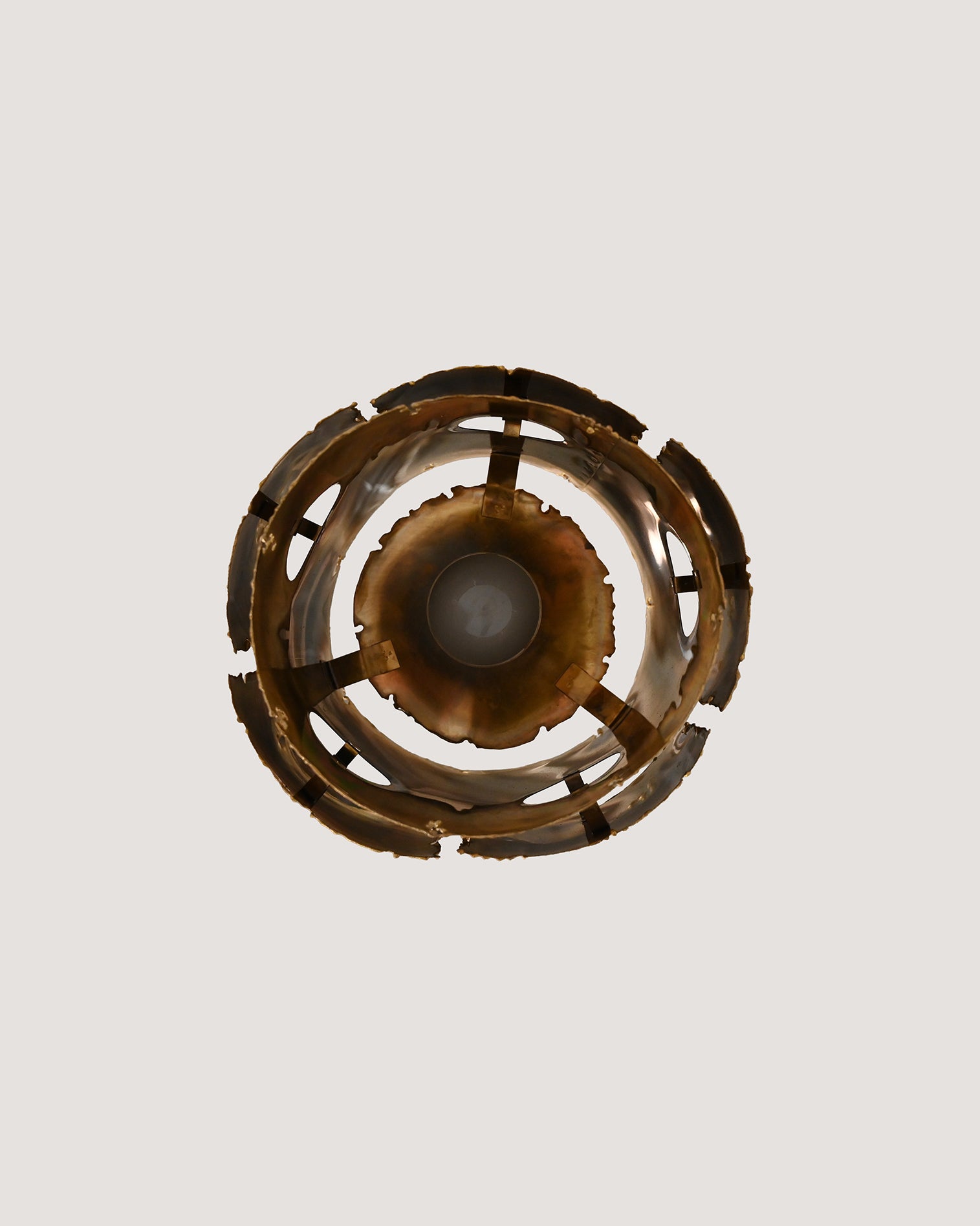 Brutalist brass ceiling lamp, Denmark, 1960s