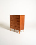 Cassettiera scandinava in teak con dettagli in rovere, anni ’60