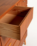 Cassettiera scandinava in teak con dettagli in rovere, anni ’60