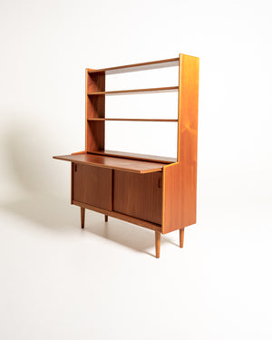 Libreria con scrittoio scandinava in teak, anni ’60