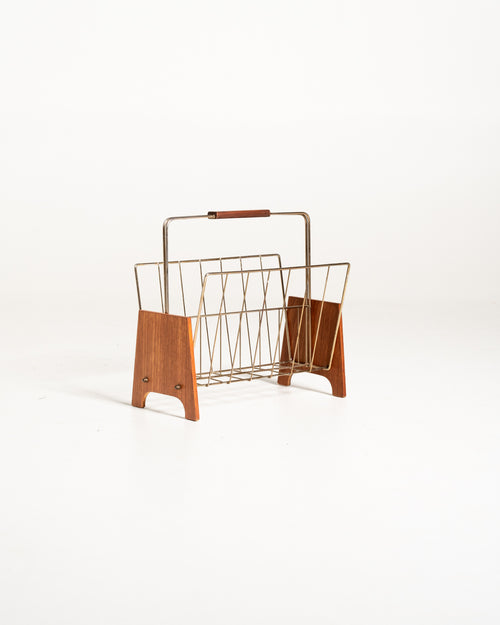 Portariviste scandinavo in teak e ottone, anni ’60