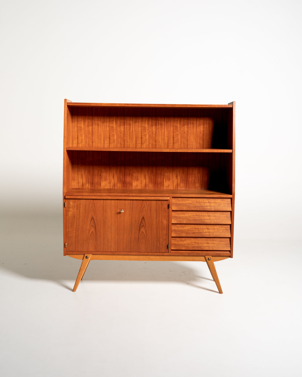 Libreria in teak con scrivania estraibile, Svezia, anni ’50/’60