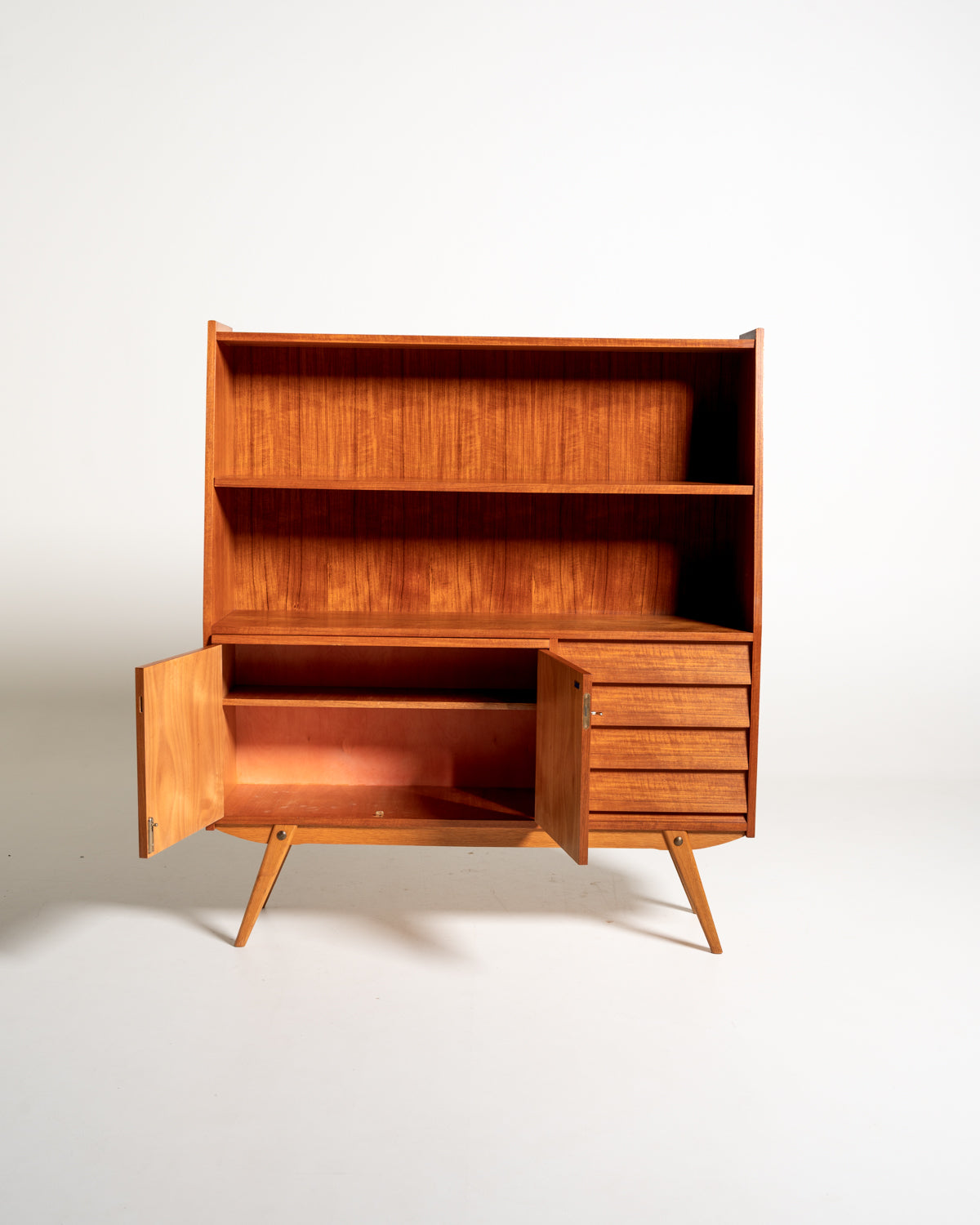 Libreria in teak con scrivania estraibile, Svezia, anni ’50/’60