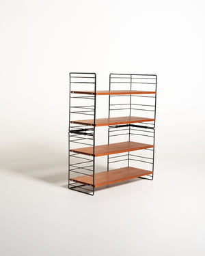 Libreria scandinava freestanding modulare in teak e metallo, anni '60