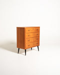Cassettiera in teak con gambe nere, Scandinavia, anni '50/'60