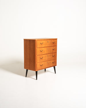 Cassettiera in teak con gambe nere, Scandinavia, anni '50/'60
