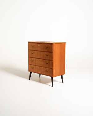 Cassettiera in teak con gambe nere, Scandinavia, anni '50/'60