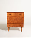 Cassettiera in teak con maniglie incassate, Scandinavia, anni '50/'60