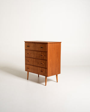 Cassettiera in teak con maniglie incassate, Scandinavia, anni '50/'60