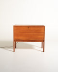 Mobile bar in teak con anta a ribalta, Scandinavia, anni ’60
