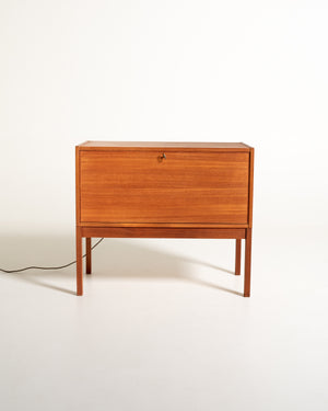 Mobile bar in teak con anta a ribalta, Scandinavia, anni ’60