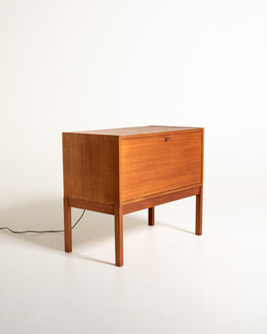 Mobile bar in teak con anta a ribalta, Scandinavia, anni ’60