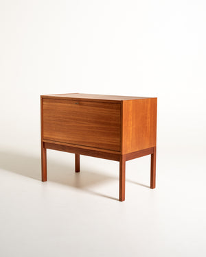 Mobile bar in teak con anta a ribalta, Scandinavia, anni ’60