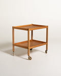 Carrello scandinavo in faggio e rovere, anni '60