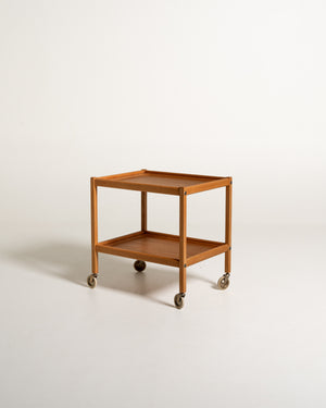 Carrello scandinavo in faggio e rovere, anni '60