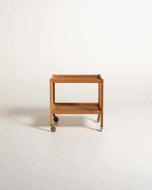 Carrello scandinavo in faggio e rovere, anni '60
