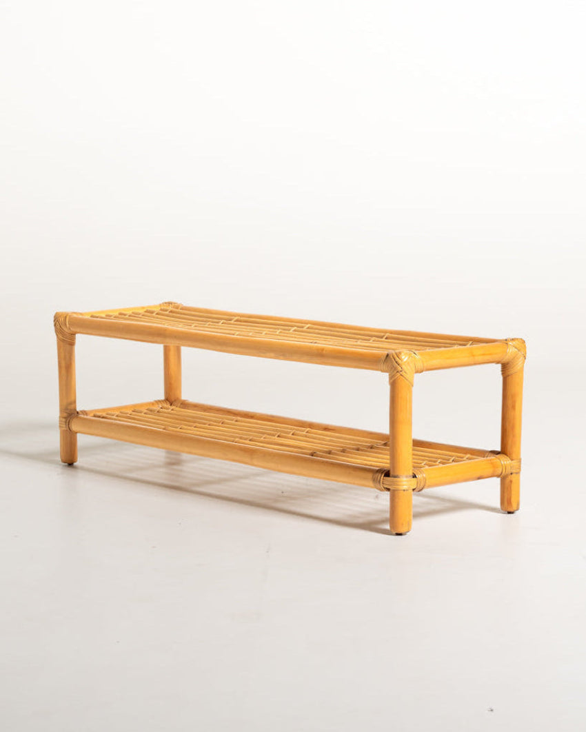 Panca scandinava in bambù e rattan, seconda metà del ’900