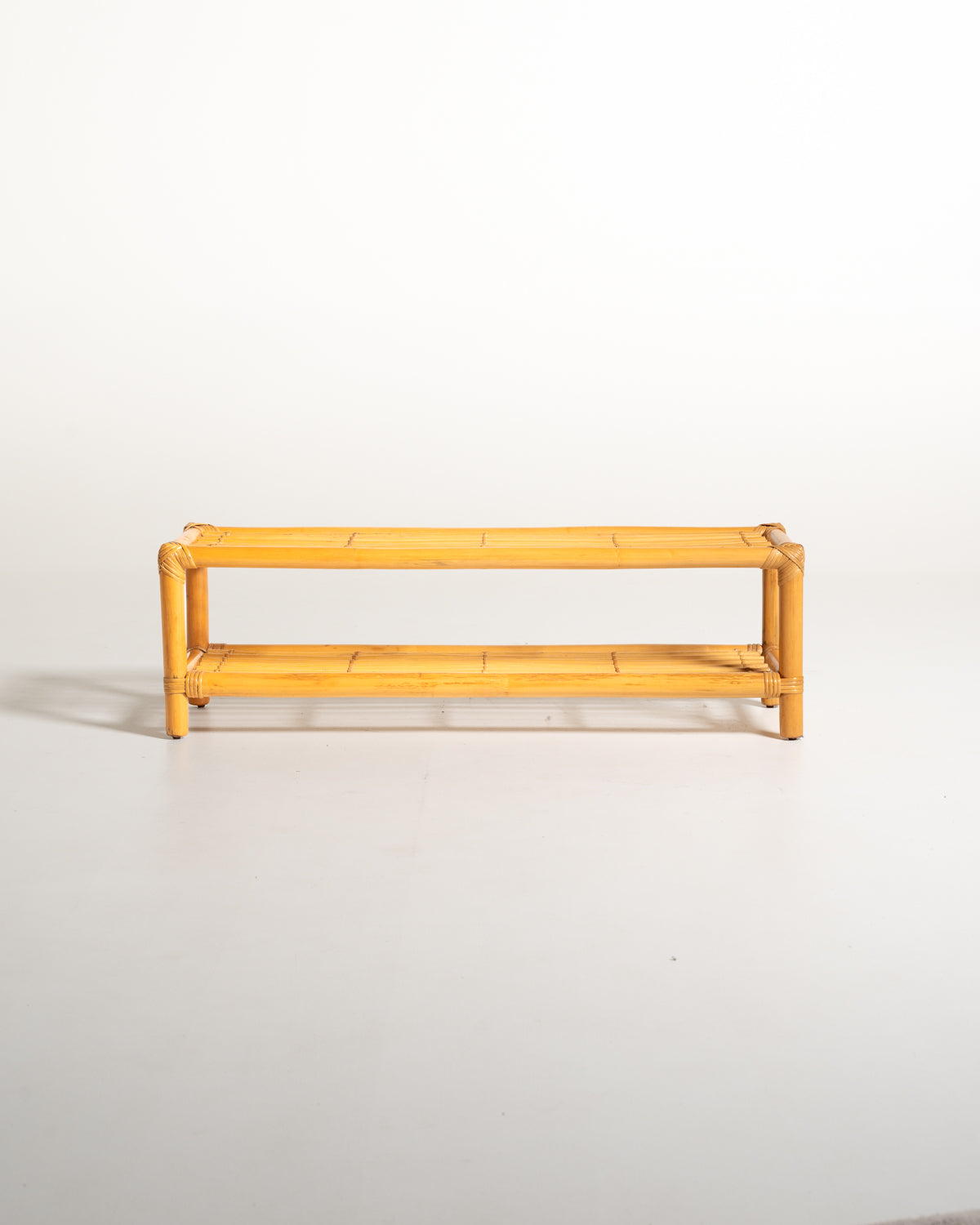 Panca scandinava in bambù e rattan, seconda metà del ’900