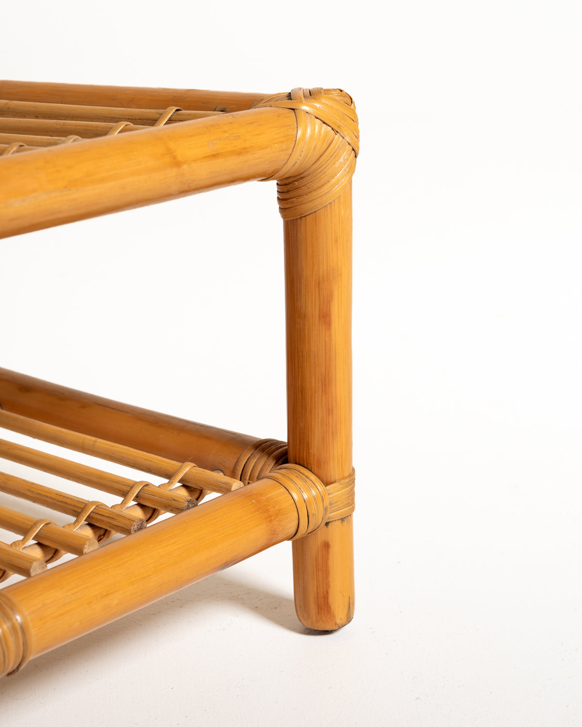 Panca scandinava in bambù e rattan, seconda metà del ’900