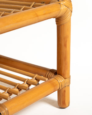Panca scandinava in bambù e rattan, seconda metà del ’900