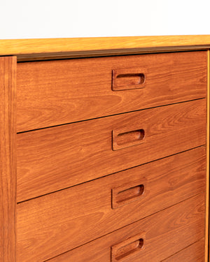 Highboard scandinavo in teak e rovere, anni ’60