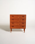 Cassettiera scandinava in teak con quattro cassetti, anni ’60