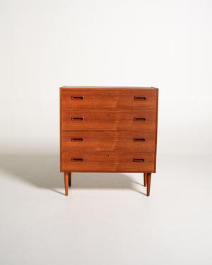 Cassettiera scandinava in teak con quattro cassetti, anni ’60
