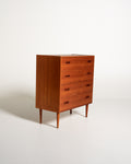 Cassettiera scandinava in teak con quattro cassetti, anni ’60