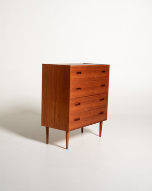 Cassettiera scandinava in teak con quattro cassetti, anni ’60