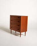 Cassettiera scandinava in teak con quattro cassetti, anni ’60
