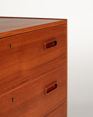 Cassettiera scandinava in teak con quattro cassetti, anni ’60