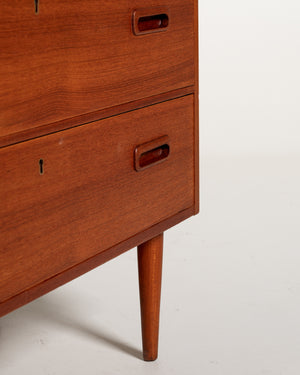 Cassettiera scandinava in teak con quattro cassetti, anni ’60