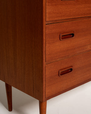 Cassettiera scandinava in teak con quattro cassetti, anni ’60
