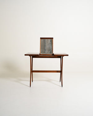 Toeletta vintage in teak con specchio integrato, anni '60