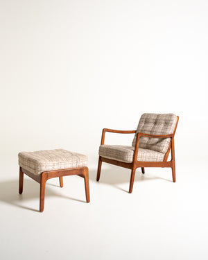 Poltrona modello 109 di Ole Wanscher con poggiapiedi, anni ’50