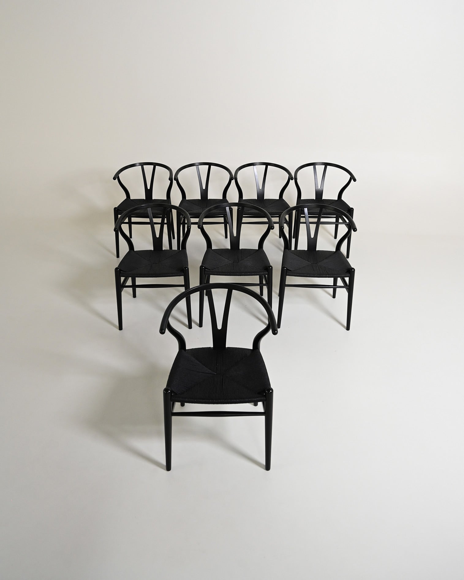 Set di 8 sedie “Wishbone Chair” “CH24” di Hans J. Wegner, anni '90