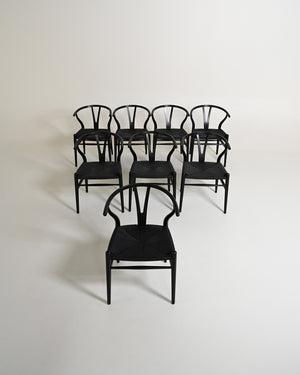 Set di 8 sedie “Wishbone Chair” “CH24” di Hans J. Wegner, anni '90