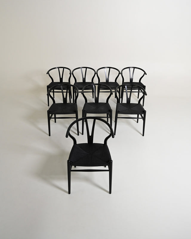 Set di 8 sedie “Wishbone Chair” “CH24” di Hans J. Wegner, anni '90