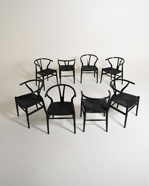 Set di 8 sedie “Wishbone Chair” “CH24” di Hans J. Wegner, anni '90
